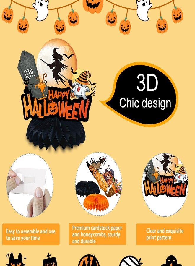 Lucleag 9 Pieces Halloween Honeycomb Centerpiece Party Decoration, Pumpkin Witch Ghost Table Toppers Decoration, 3D Halloween Honeycomb Centerpiece Table Decor for Halloween Party Supplies Gifts - Image 5